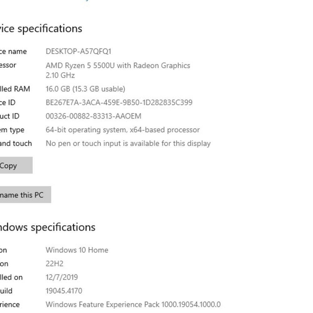 HP Desktop with AMD Ryzen 5 - Silver